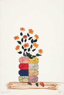 collage of vase with flowers